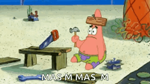 Patrick Star Holding Hammer and Saw