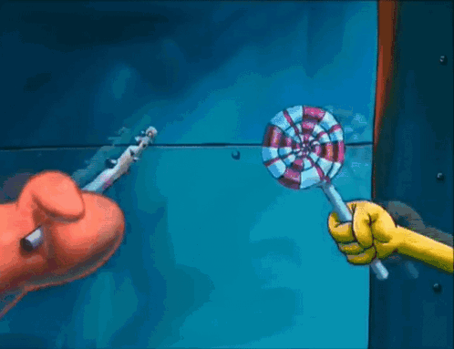 Patrick Star Holding Lollipop and Knife