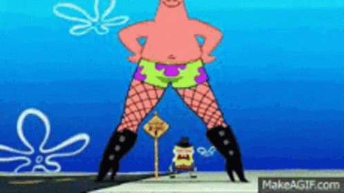Patrick Star In Fishnet Stockings And Black Boots GIF