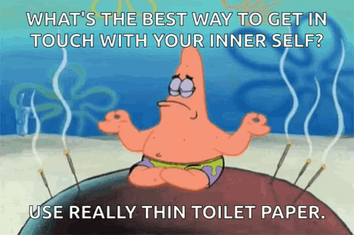 Patrick Star in Lotus Position with Needles and Smoke