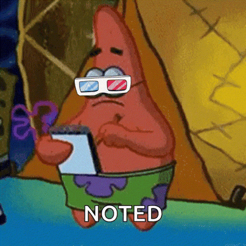 Patrick Star Is Wearing 3D Glasses And Holding A Notepad GIF