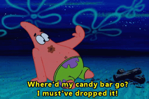 Patrick Star Laying On Beach With Candy Bar GIF