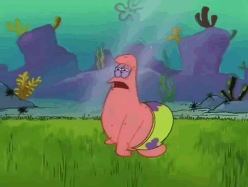 Patrick Star Lying On Grass GIF