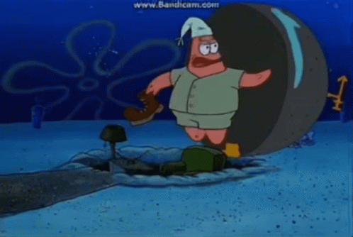 Patrick Star Running Through Tire In Water GIF