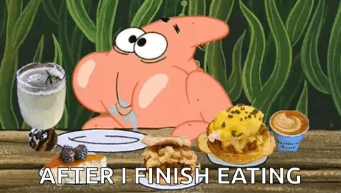 Patrick Star Sitting at Food Table