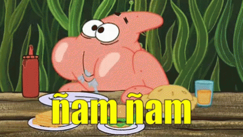 Patrick Star Sitting At Table Eating Food GIF
