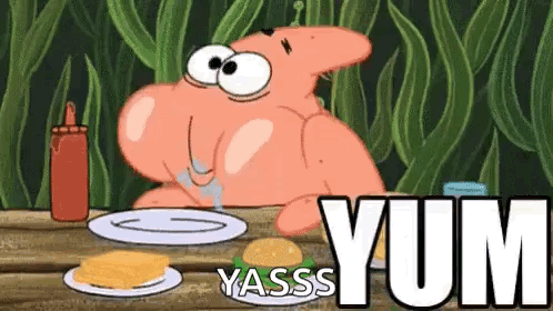 Patrick Star Sitting at Table Eating