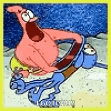 Patrick Star Sitting on Turtle