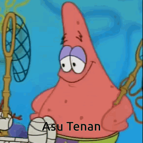 Patrick Star Smiling Holding Fishing Net Asu Tenan GIF