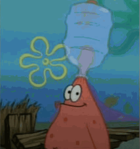 Patrick Star Smiling in Front of Flower