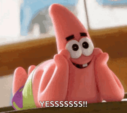 Patrick Star Smiling Lying on Table