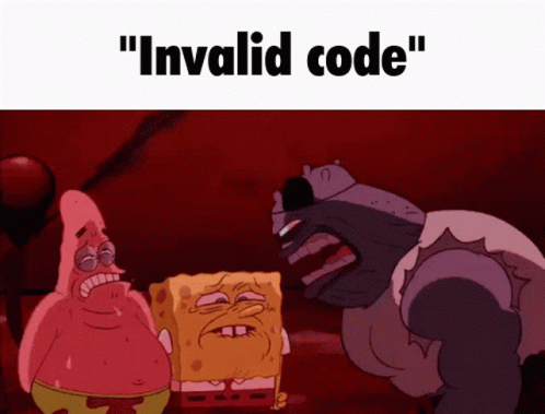 Patrick Star SpongeBob and Hippo Saying Invalid Code