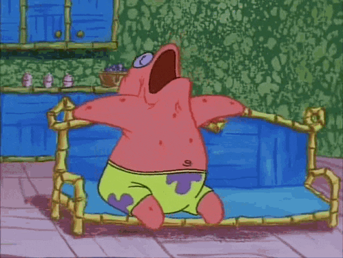 Patrick Star Standing on Couch Mouth Open