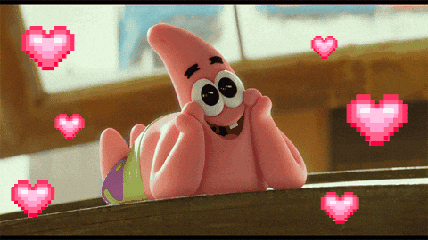 Patrick Star Surrounded By Pink Hearts GIF