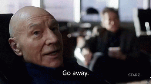 Patrick Stewart Go Away GIF