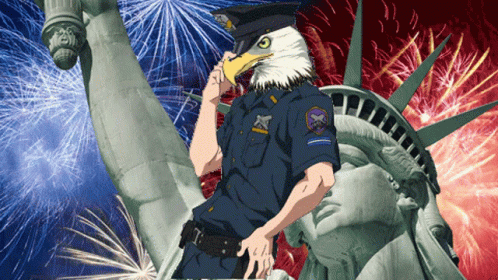 Patriotic Eagle Dancing Statue Of Liberty GIF