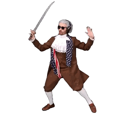 Patriotic Man Holding Sword Over Head