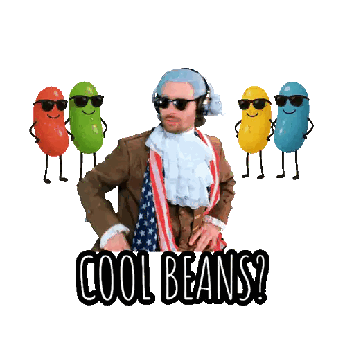 Patriotic Man Surrounded by Jelly Beans