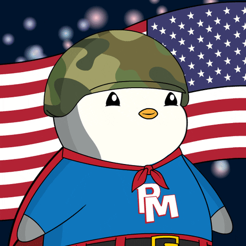 Patriotic Penguin Usa Flag GIF