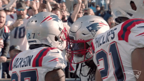 Patriots Helmet Bumps GIF