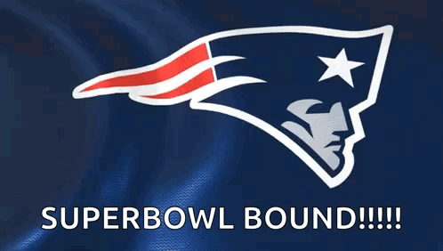 Patriots Logo Blue Background Superbowl Bound GIF