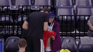 Pau Gasol Grandma Fan Interaction GIF