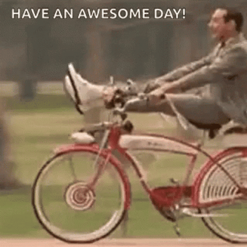 Paul Reubens Bike Riding Awesome Day GIF