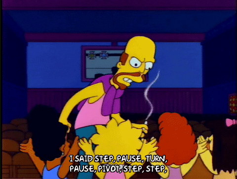 Pause Pivot Step Dance Instructor The Simpsons GIF