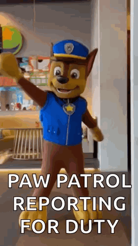 Paw Patrol Mascot Standing And Waving GIF