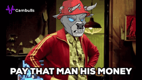 Pay That Man His Money Bull Head GIF