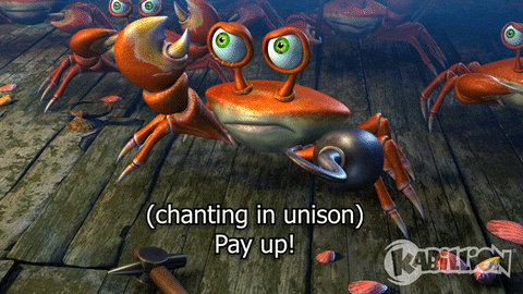 Pay Up Kabillion Crabs Chanting Together GIF