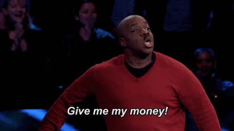 Pay Up Man In Red Long Sleeve Shirt GIF
