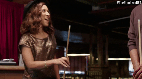 Pay Up Woman Holding Cue Stick GIF