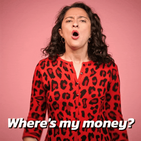 Pay Up Woman Wearing Red Top GIF