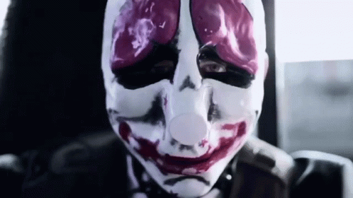 Payday 2 Mask Flashing Eyes Close Up GIF