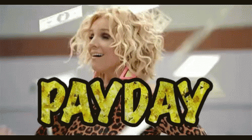 Payday Excited Lady Raining Money GIF