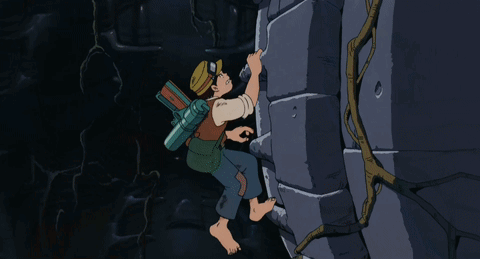 Pazu Climbing Castle In The Sky Anime GIF