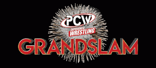 Pcw Experience Wrestling Grandslam Logo With Fireworks In The Background GIF