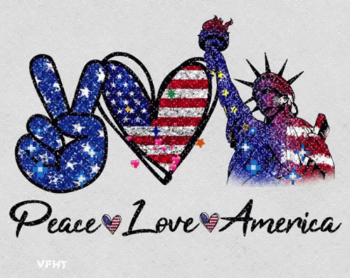 Peace Love America Sign With Statue of Liberty