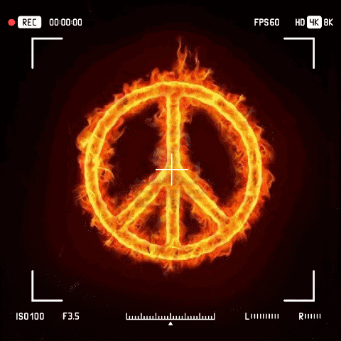 Peace Sign Surrounded by Flames Metallier Basis 06