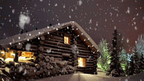 Peaceful Home In Snowfall GIF