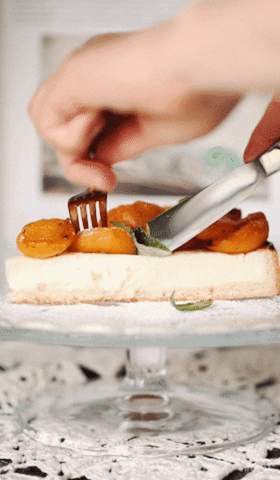 Yummy Peach Cobbler Dessert Sliced GIF