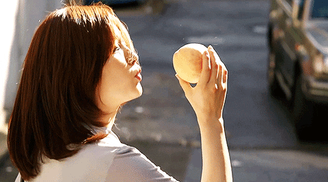 Korean Park So-dam Adoring Her Peach GIF