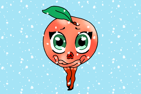 Cute Snow Peach Freezing GIF