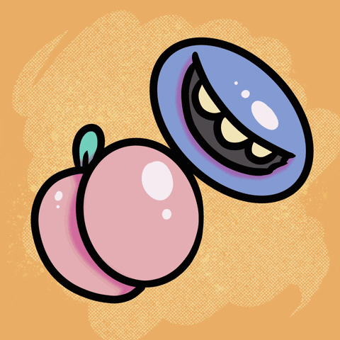 Cartoon Mouth Eating Peach GIF