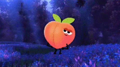 Peach Cartoon Timid Dance GIF