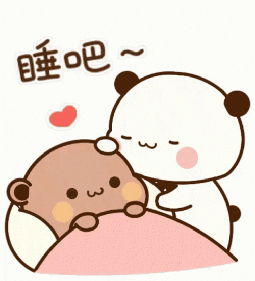 Peach And Goma Kissing Goodnight GIF