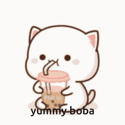 Peach Cat Boba Tea GIF