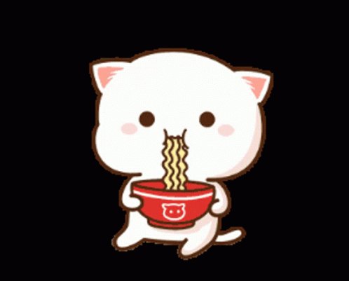 Peach Cat Noodle Time GIF