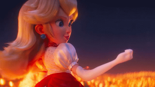 Peach Doll Standing in Front of Flames